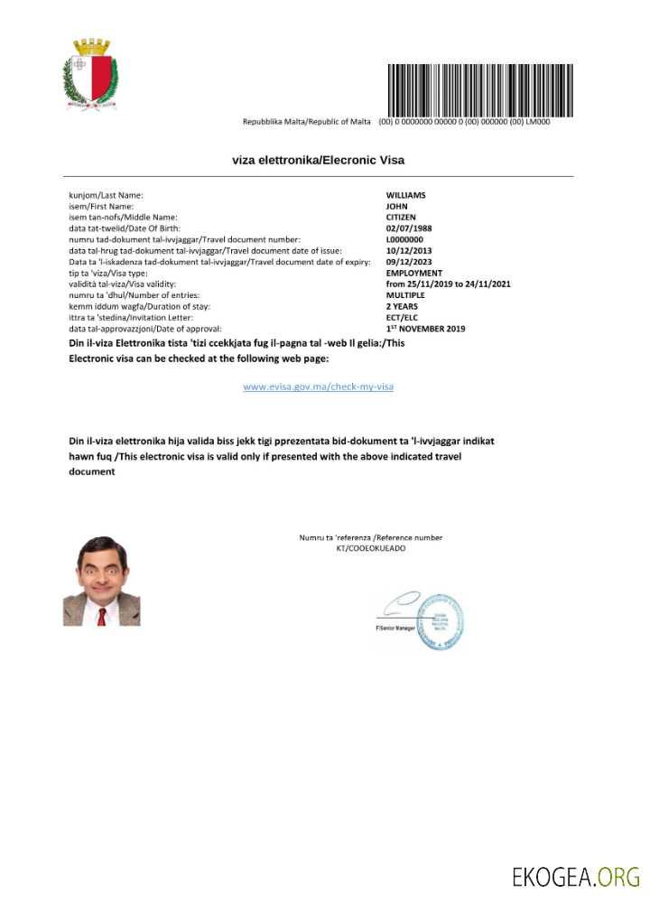 Visa électronique pour Malte en modèle Word et PDF